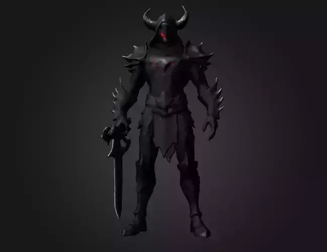Dark Armored Warrior 3D knight Character for Games and Animation