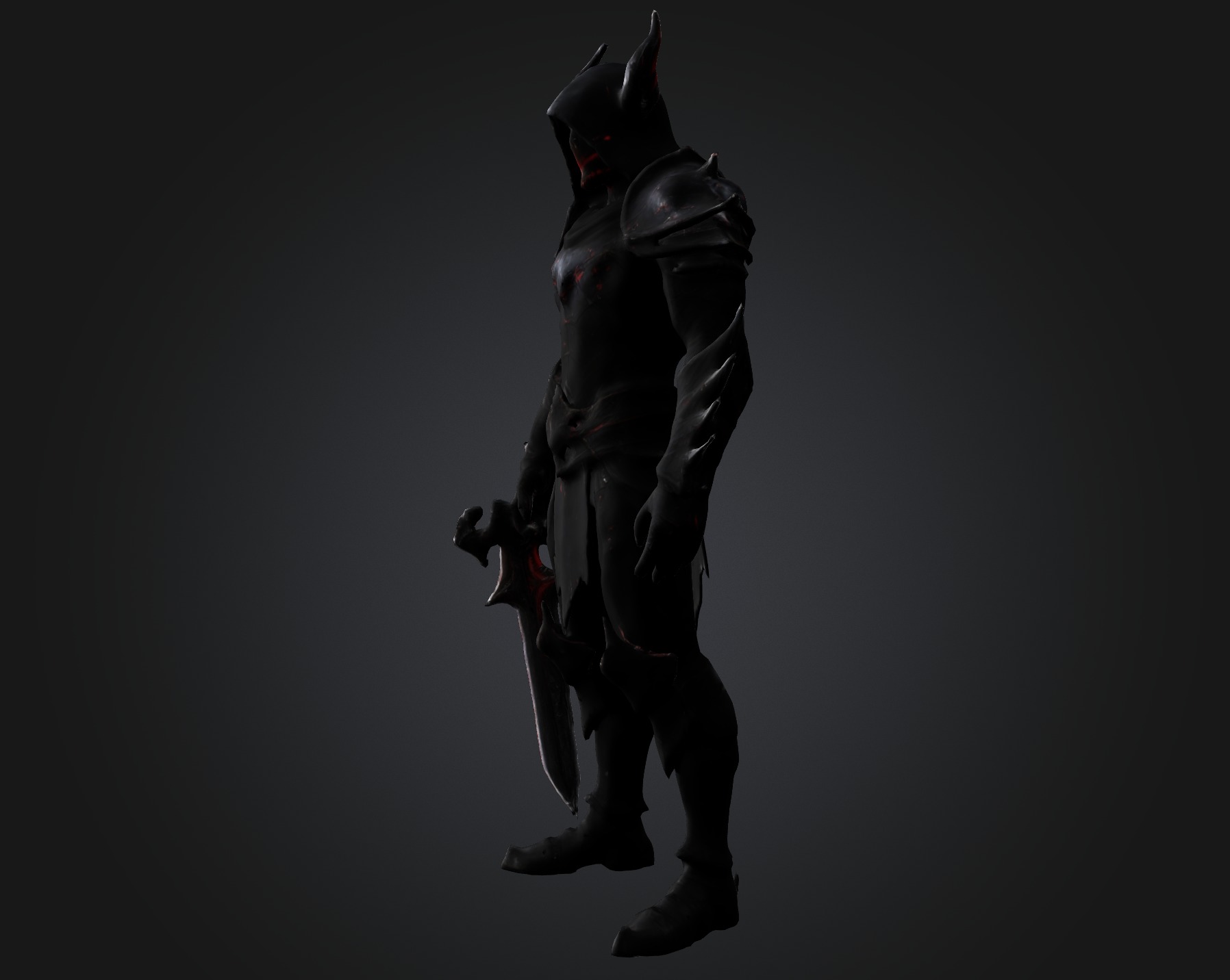 Dark Armored Warrior 3D knight Character for Games and Animation Low-poly 3D model_3