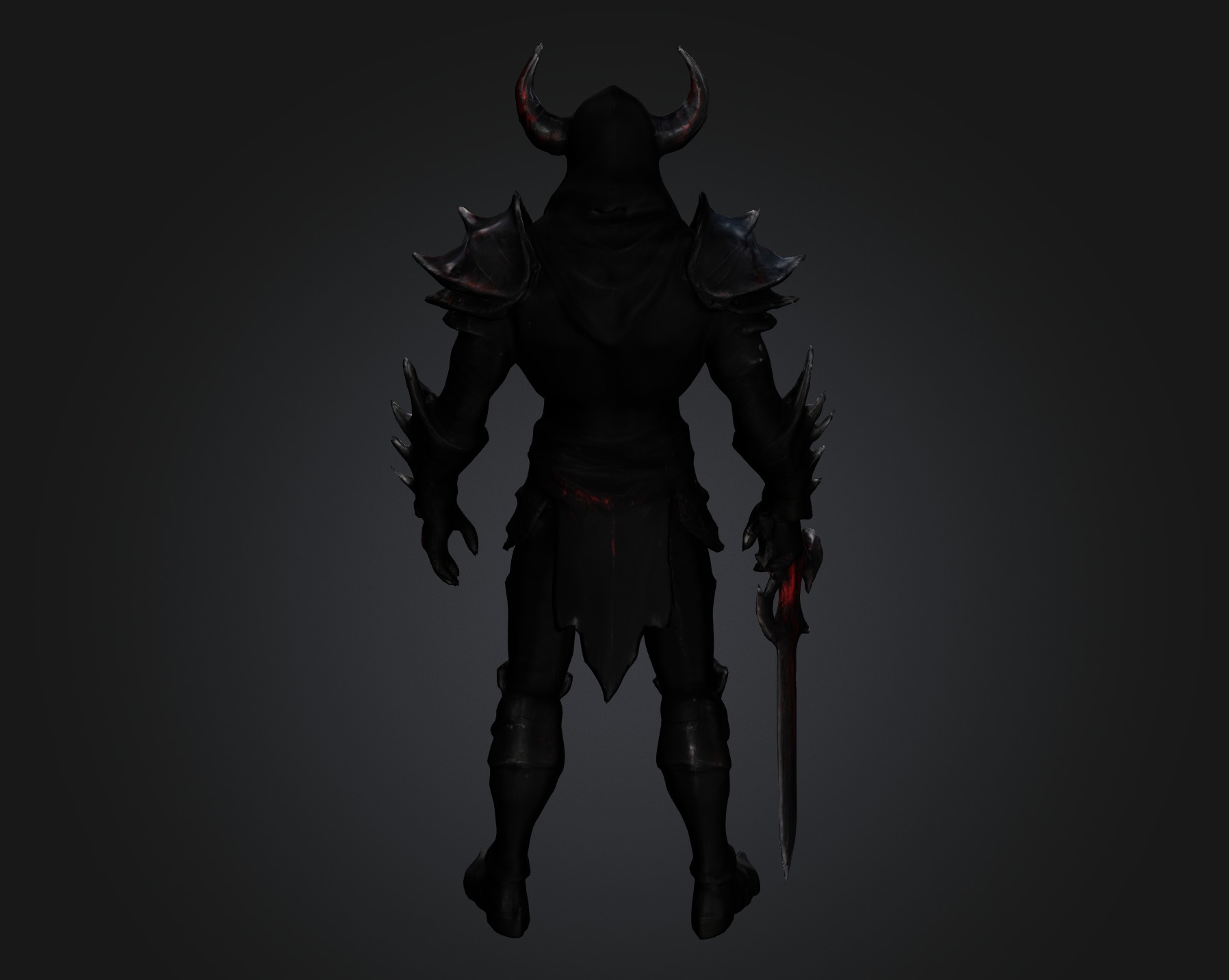 Dark Armored Warrior 3D knight Character for Games and Animation Low-poly 3D model_8