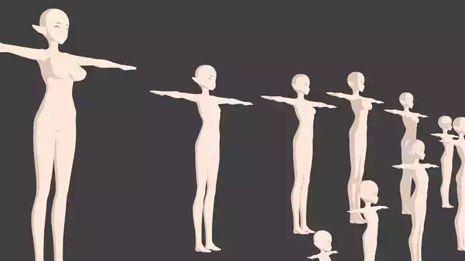 Rigged Elven Male and Female manga Characters - x14 Pack