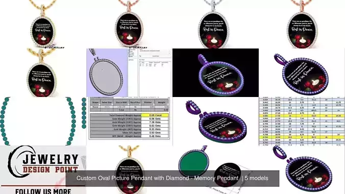 Custom Oval Picture Pendant with Diamond - Memory Pendant 