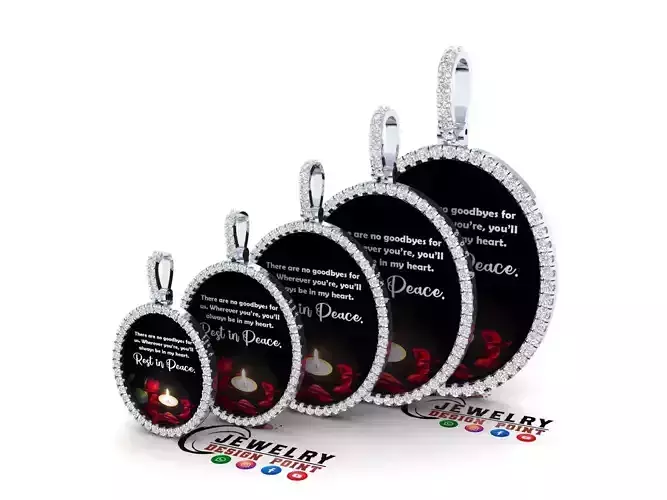 Custom Oval Picture Pendant with Diamond - Memory Pendant 