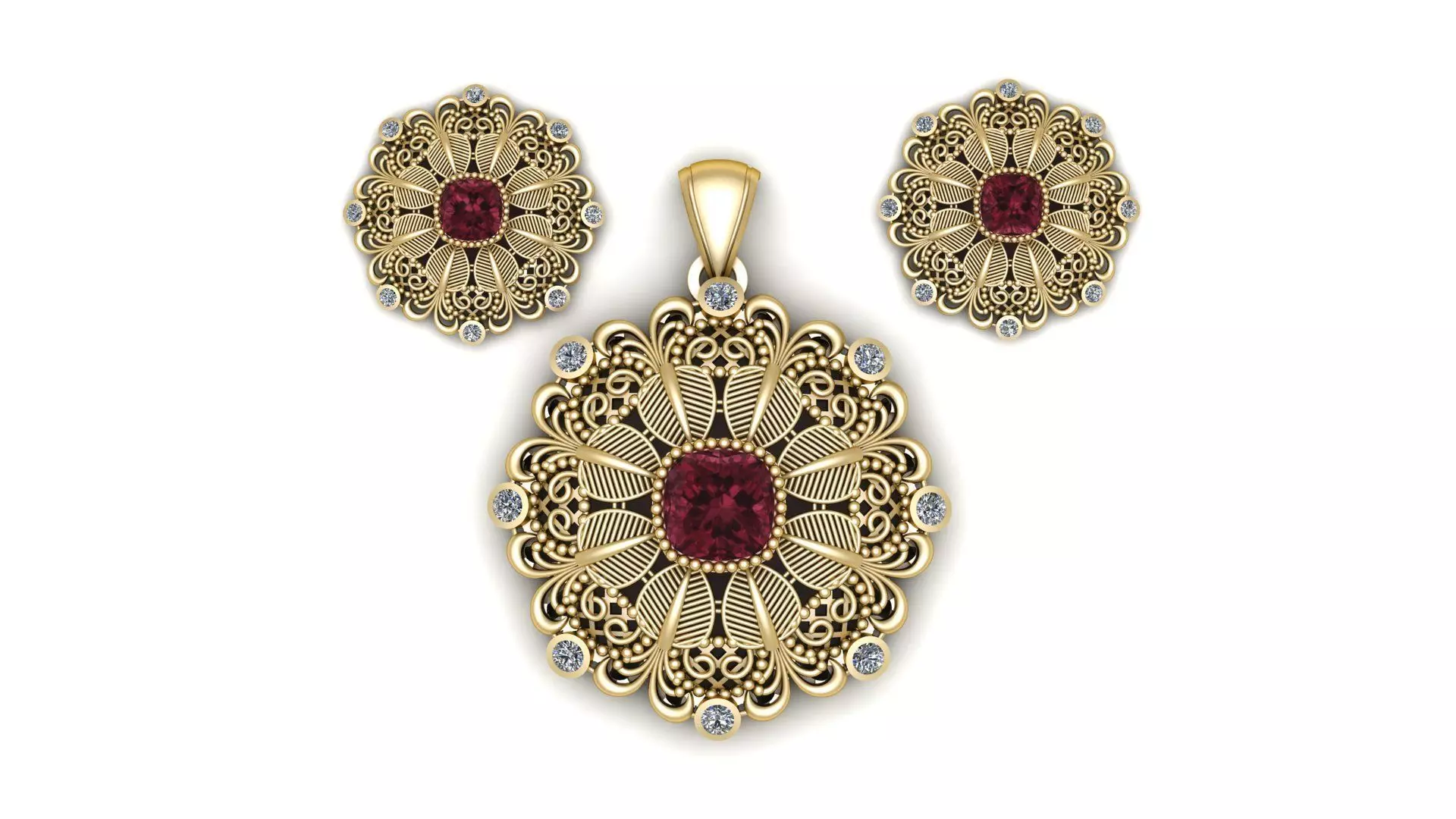 Flower Pendant and earring For women 3d printable Model 3D print model