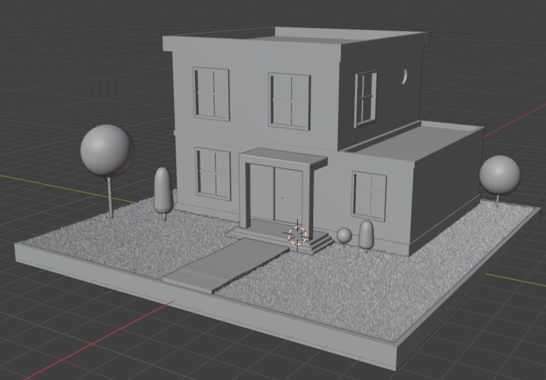Low poly model of a modern two-story home with minimalist design Low-poly 3D model_5
