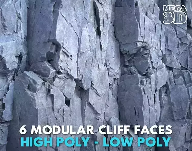 6 Modular Cliff Faces - 240909 Low-poly 3D model