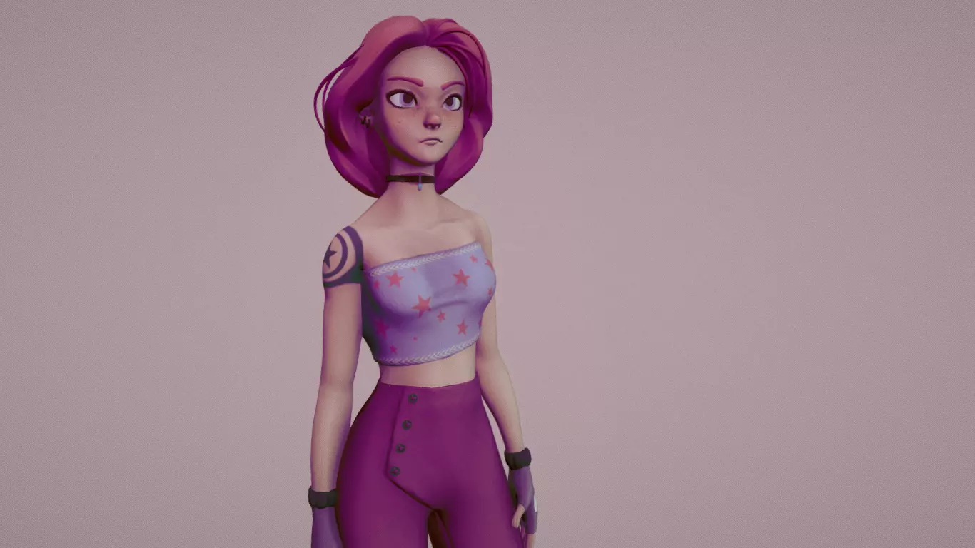 Stylized 3D Female Character Model Ready for Games Animations 3D model_0