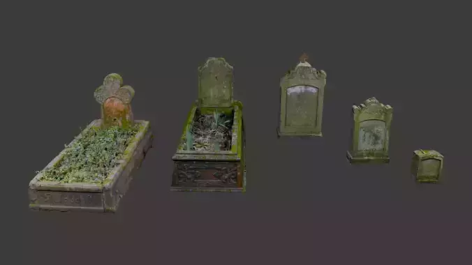 Old graves and tombstones - package 3D model