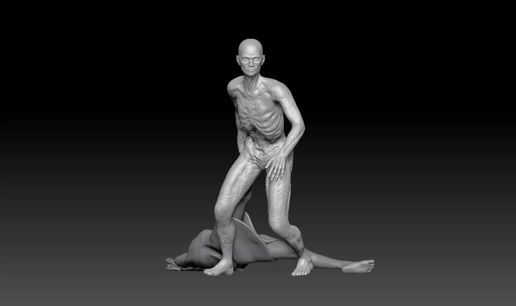 zombie dragging leg girl 1 3D print model_0