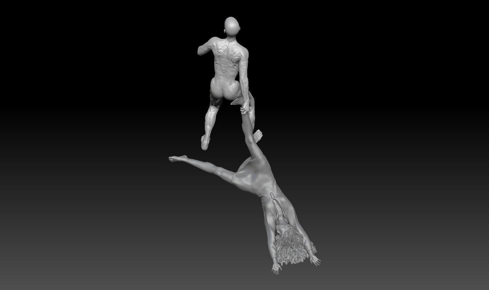 zombie dragging leg girl 1 3D print model_2