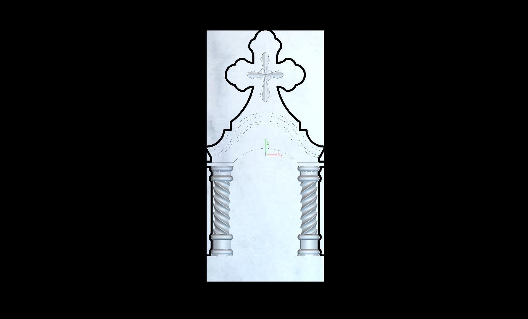 Cross with Columns 3D STL Model for CNC 3D print model_2
