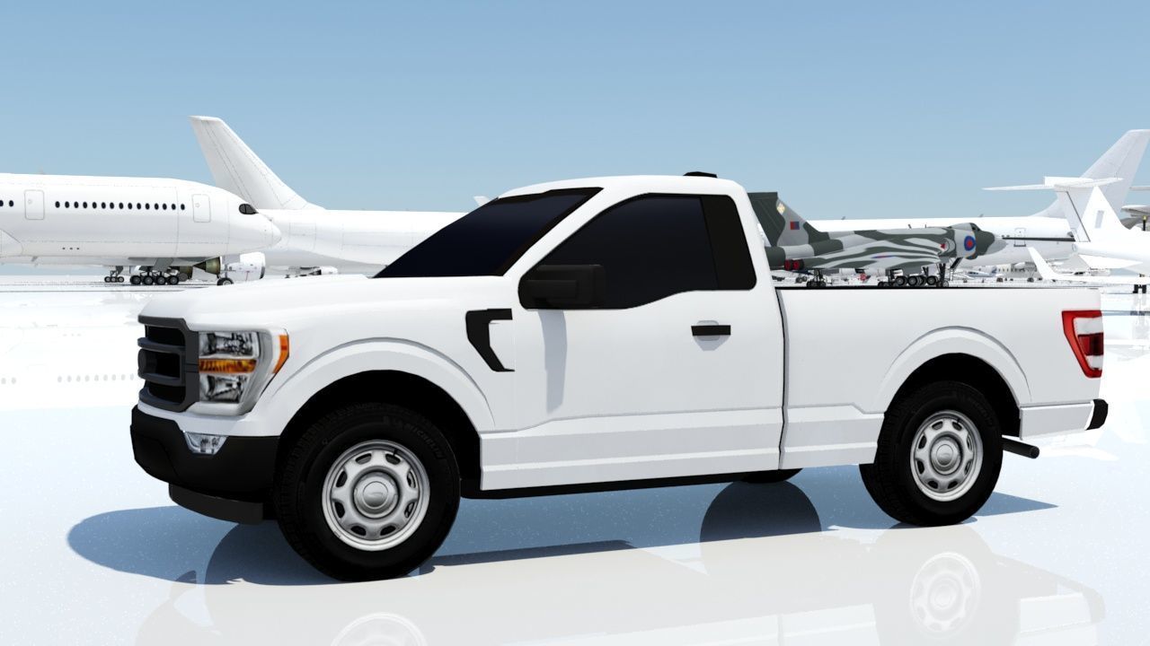 half ton Pickup truck regular cab low poly static Low-poly 3D model_13