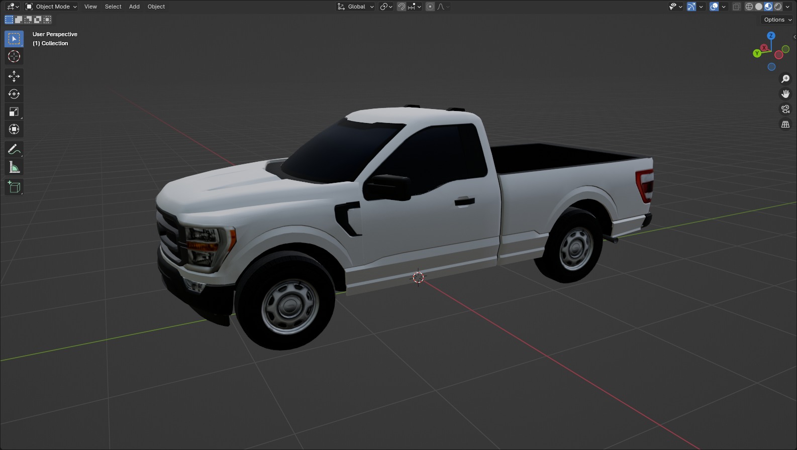 half ton Pickup truck regular cab low poly static Low-poly 3D model_19
