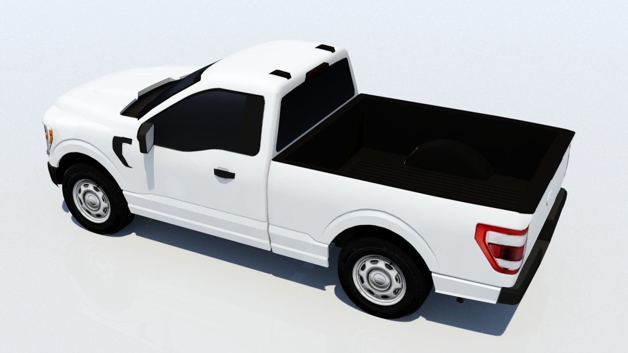 half ton Pickup truck regular cab low poly static Low-poly 3D model_7
