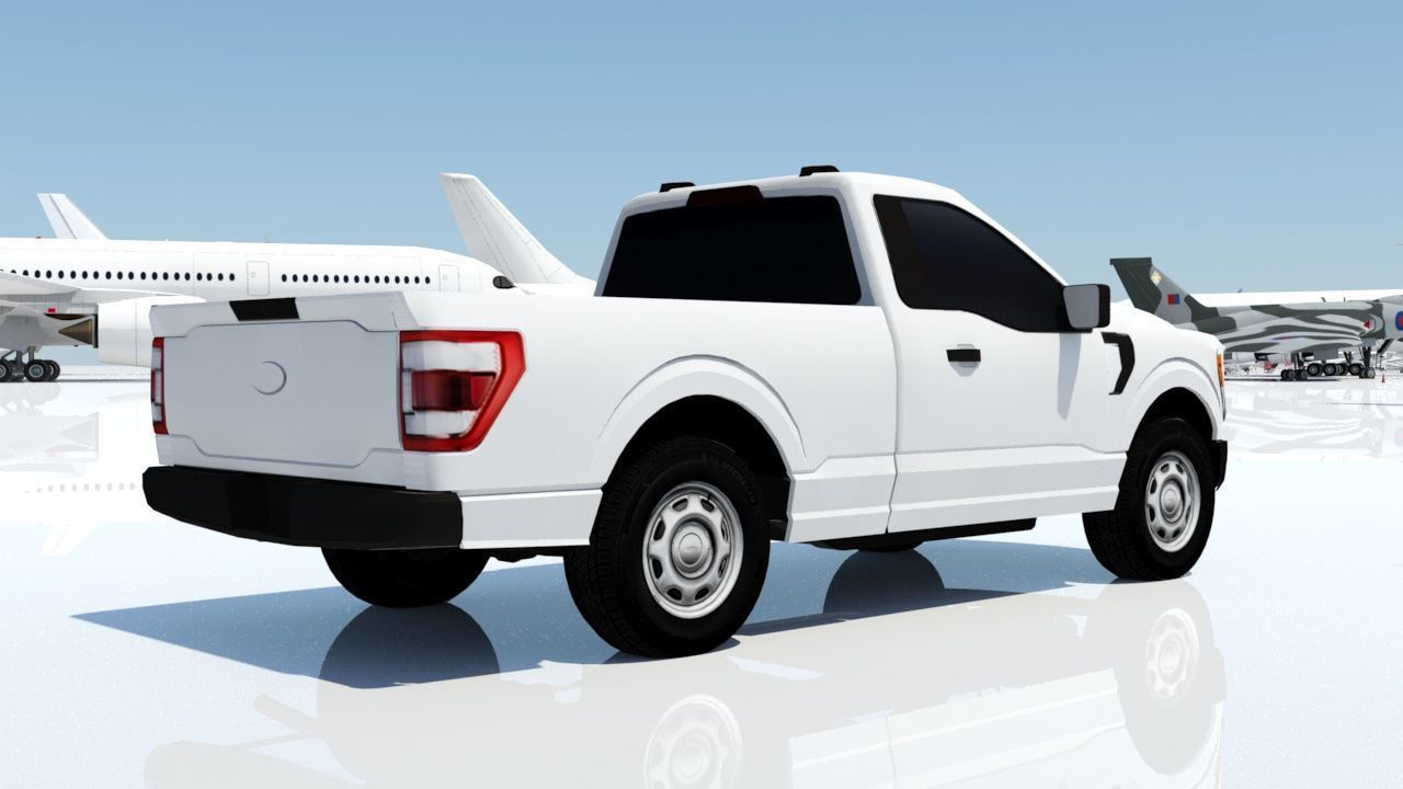 half ton Pickup truck regular cab low poly static Low-poly 3D model_1