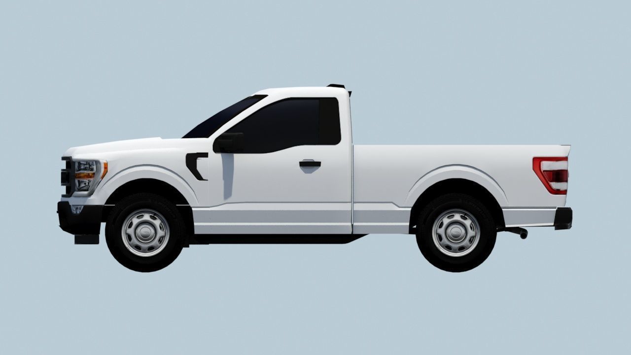 half ton Pickup truck regular cab low poly static Low-poly 3D model_15