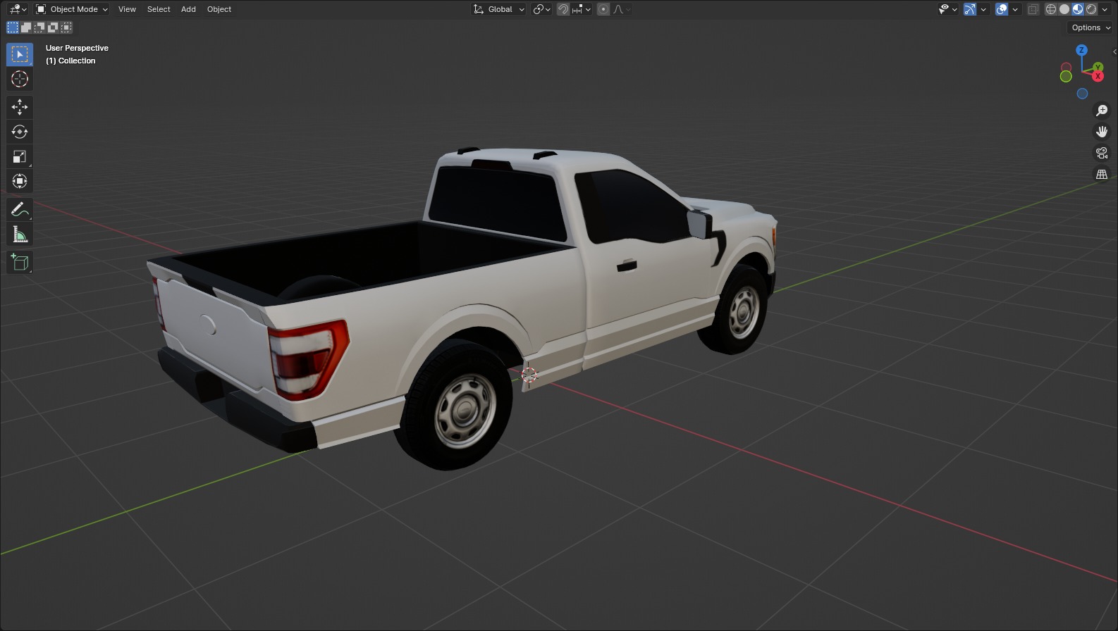 half ton Pickup truck regular cab low poly static Low-poly 3D model_18