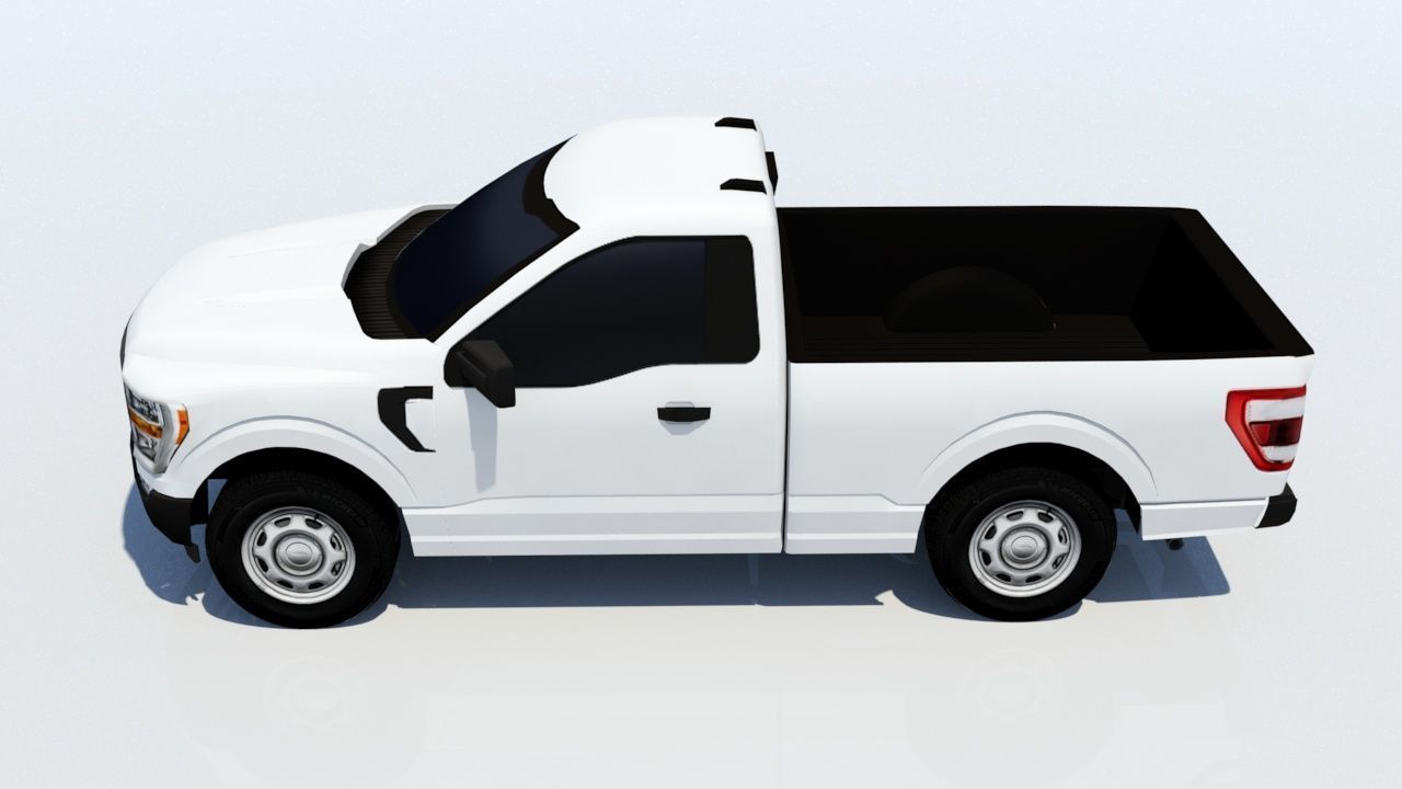 half ton Pickup truck regular cab low poly static Low-poly 3D model_6