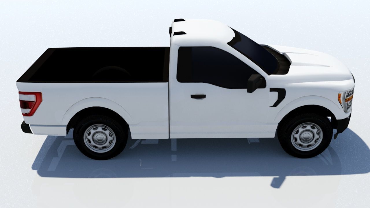 half ton Pickup truck regular cab low poly static Low-poly 3D model_10