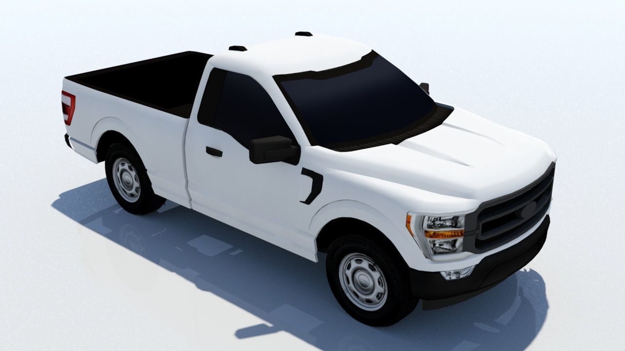 half ton Pickup truck regular cab low poly static Low-poly 3D model_11