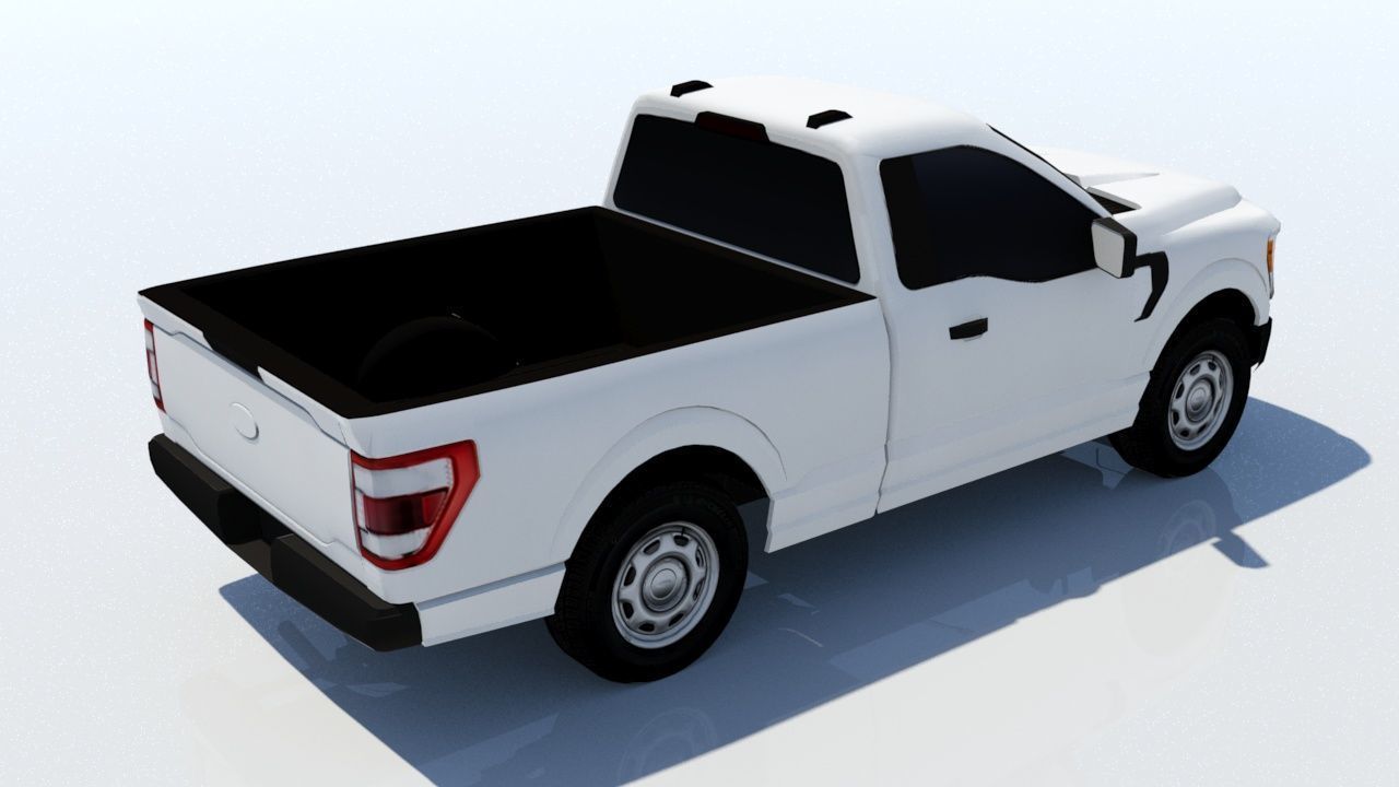 half ton Pickup truck regular cab low poly static Low-poly 3D model_9