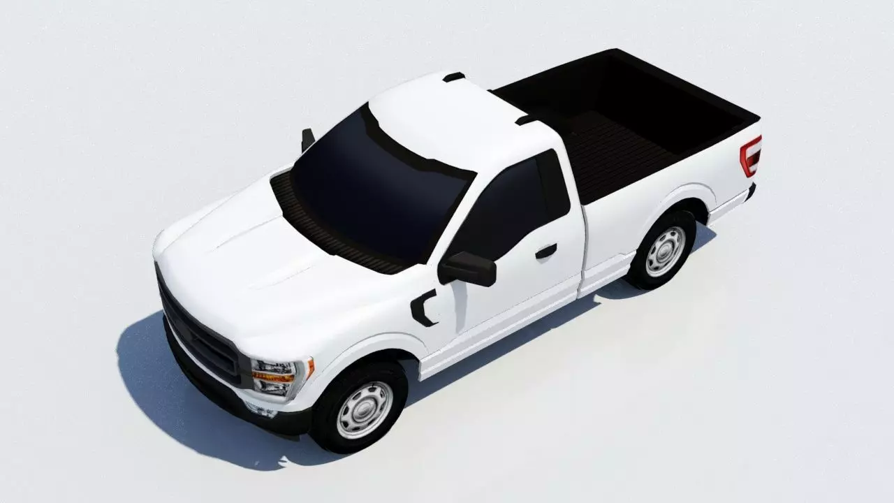 half ton Pickup truck regular cab low poly static Low-poly 3D model_0