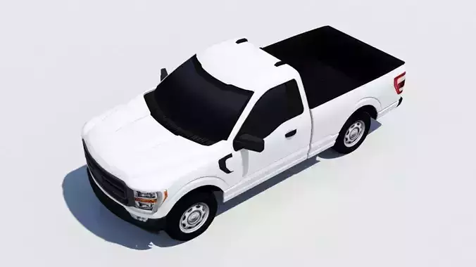 half ton Pickup truck regular cab low poly static