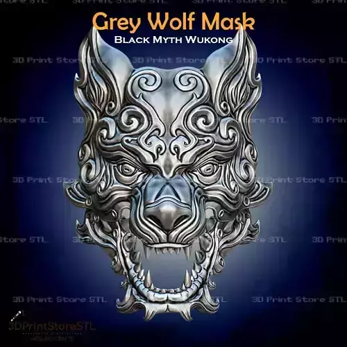 Grey Wolf Mask Cosplay Black Myth Wukong - STL File