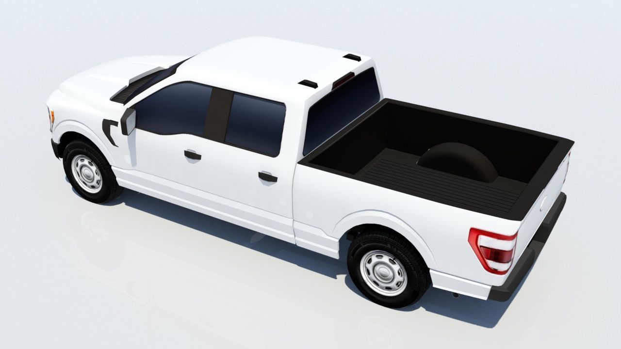 half ton Pickup truck 4 door cab low poly static Low-poly 3D model_3