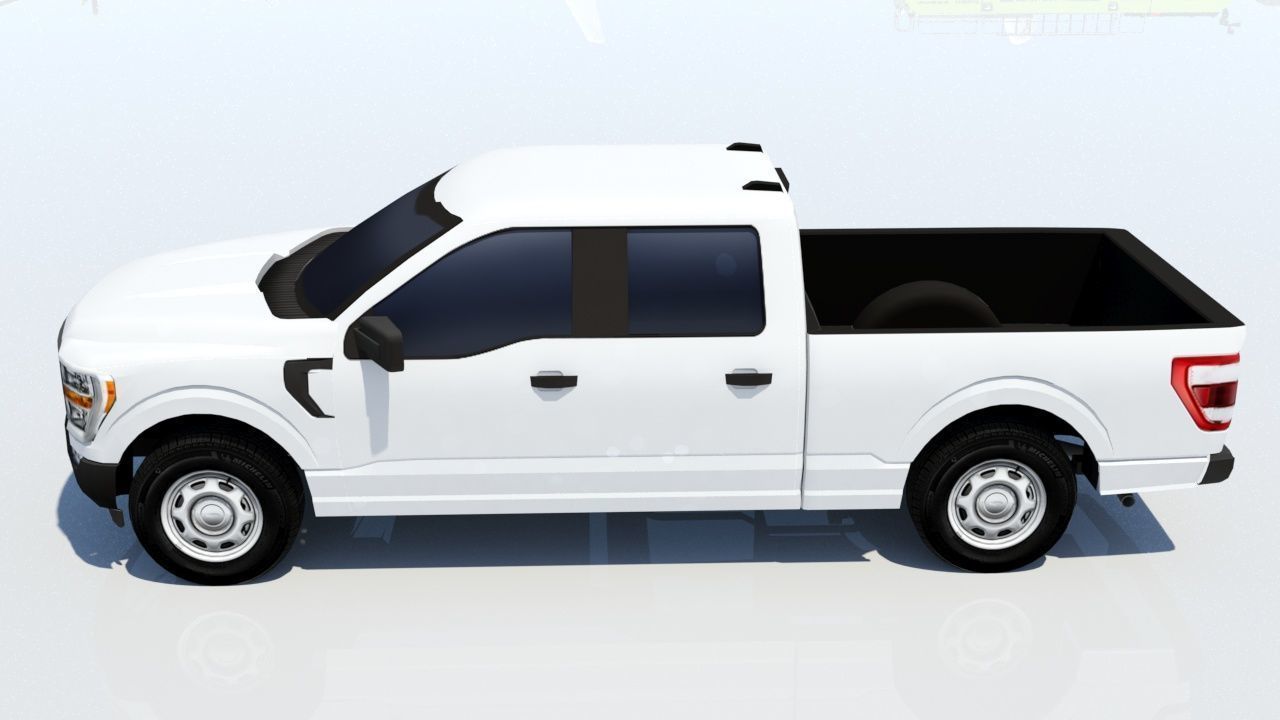 half ton Pickup truck 4 door cab low poly static Low-poly 3D model_2