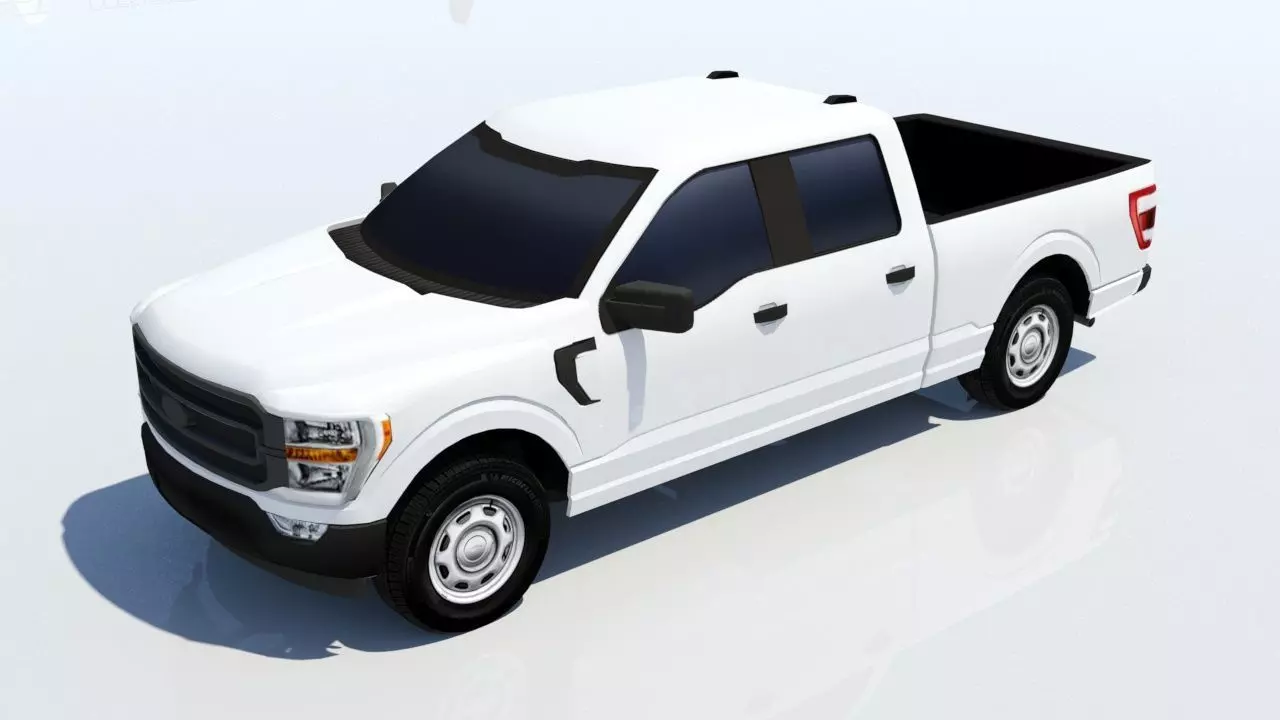 half ton Pickup truck 4 door cab low poly static Low-poly 3D model_0