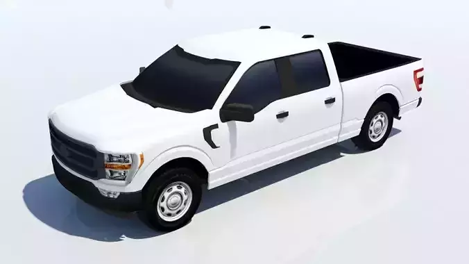 half ton Pickup truck 4 door cab low poly static Low-poly 3D model