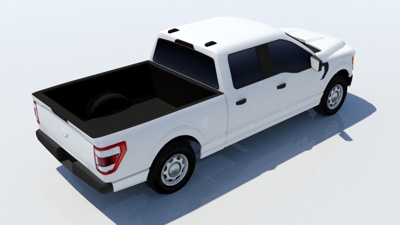 half ton Pickup truck 4 door cab low poly static Low-poly 3D model_5