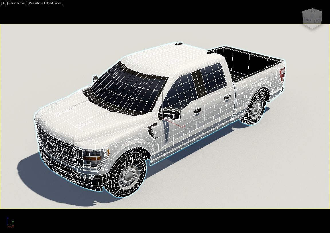 half ton Pickup truck 4 door cab low poly static Low-poly 3D model_9