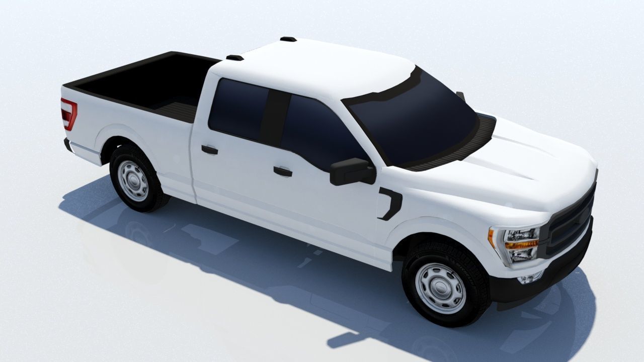 half ton Pickup truck 4 door cab low poly static Low-poly 3D model_7