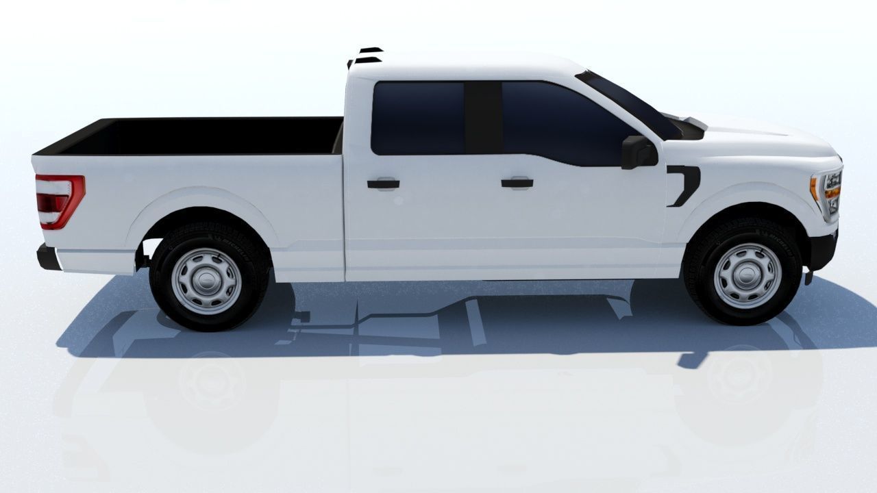 half ton Pickup truck 4 door cab low poly static Low-poly 3D model_6