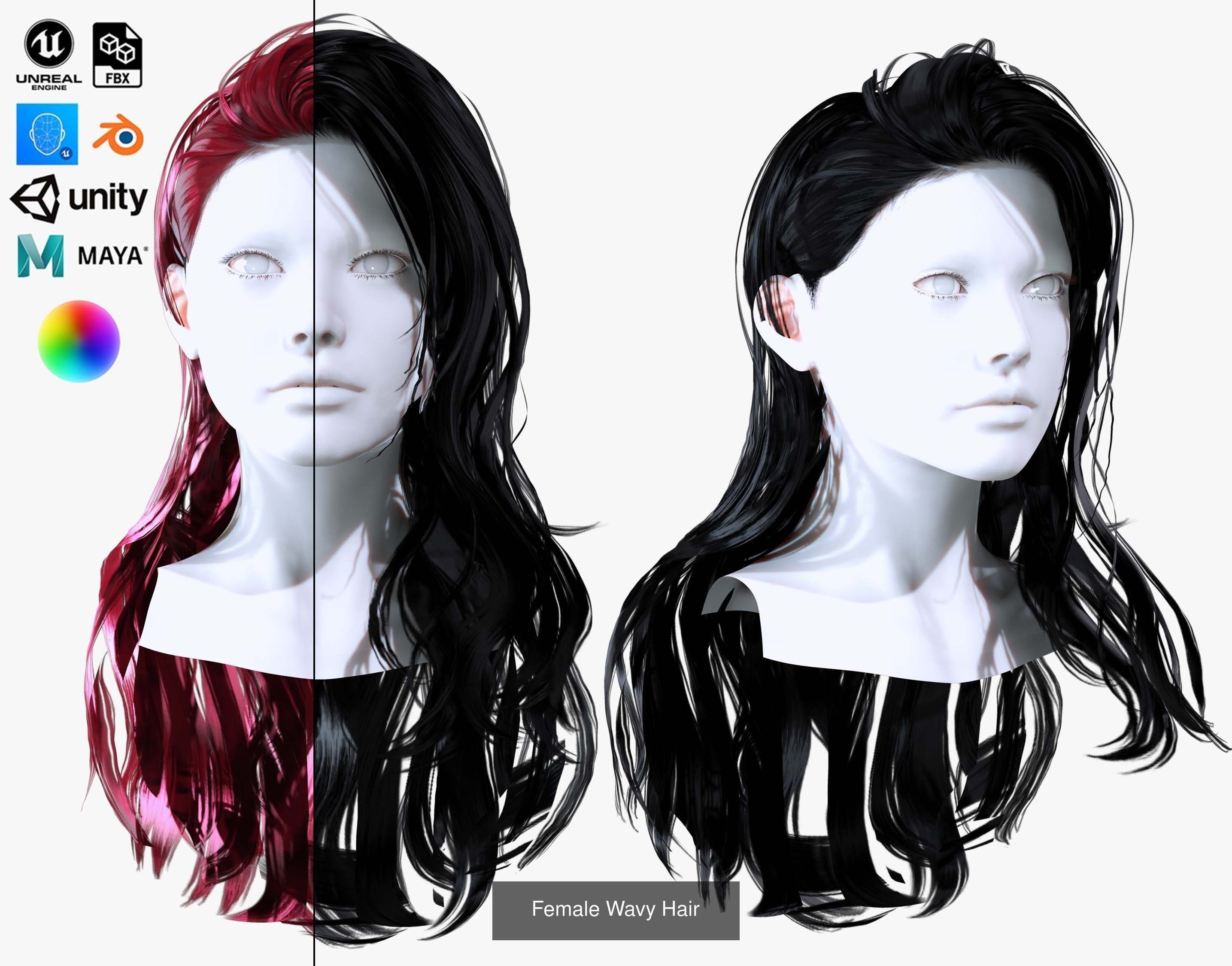 Ultimate hair pack for game and render 3D Model Collection_80