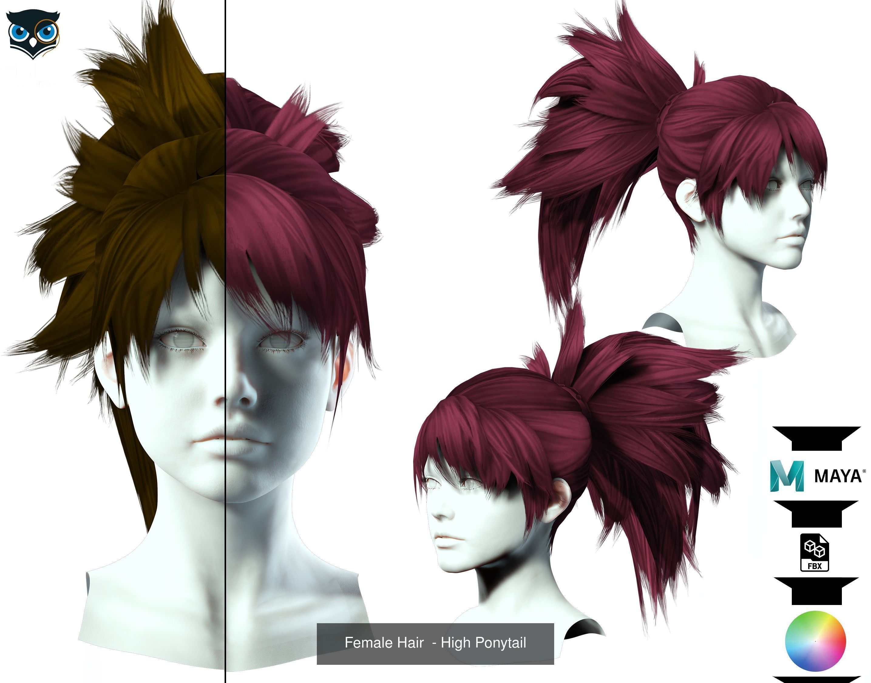 Ultimate hair pack for game and render 3D Model Collection_85
