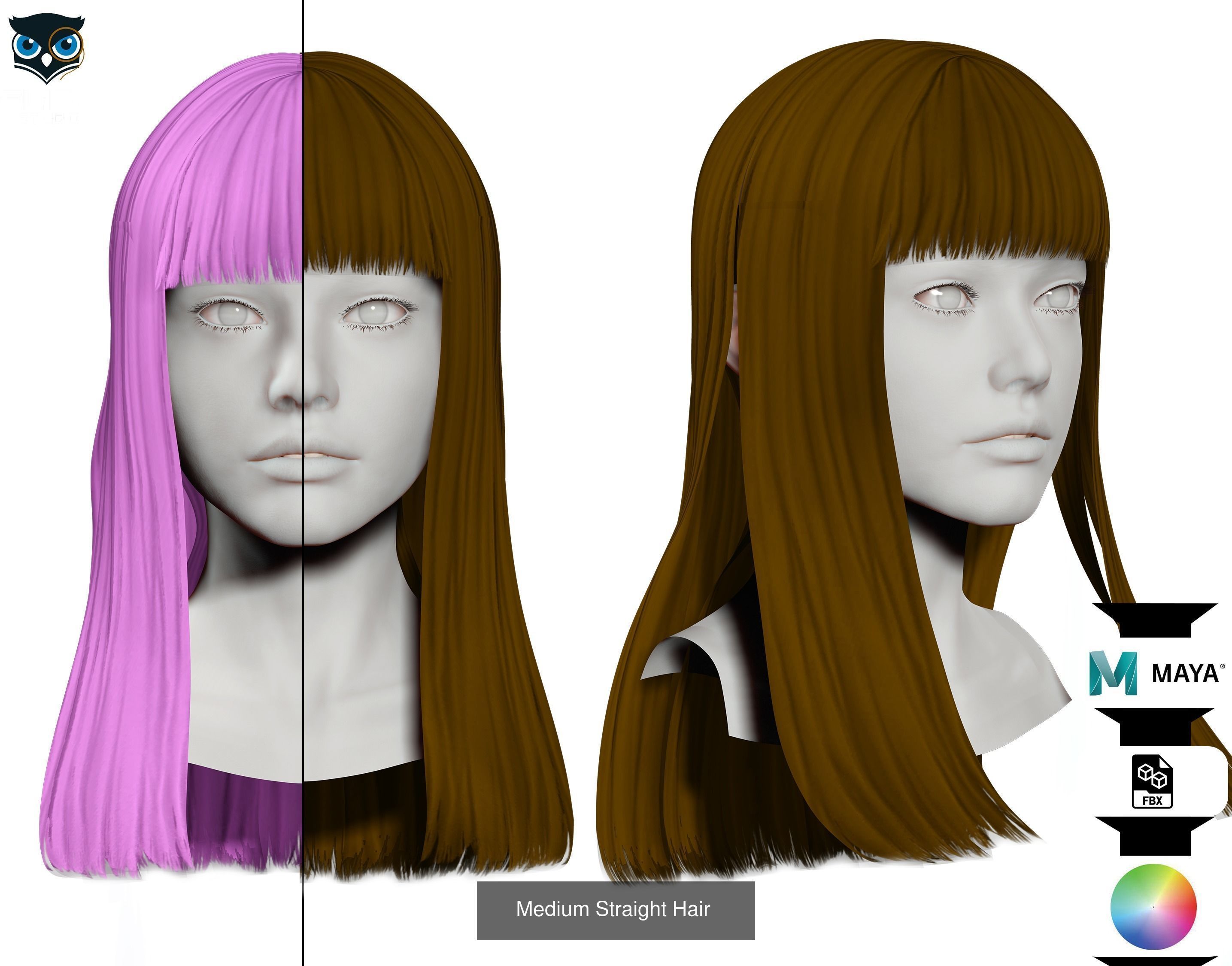 Ultimate hair pack for game and render 3D Model Collection_87