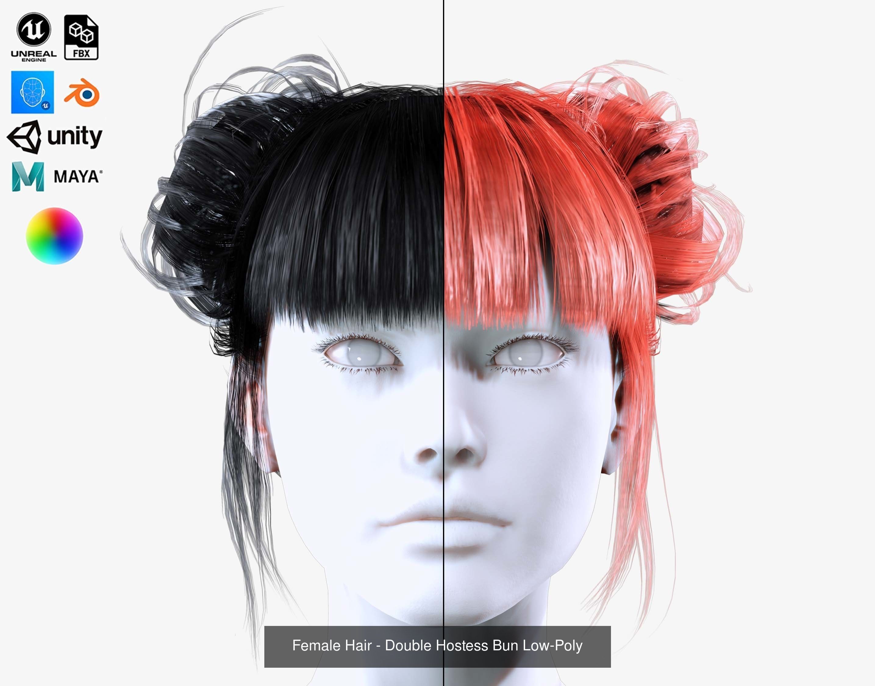 Ultimate hair pack for game and render 3D Model Collection_60