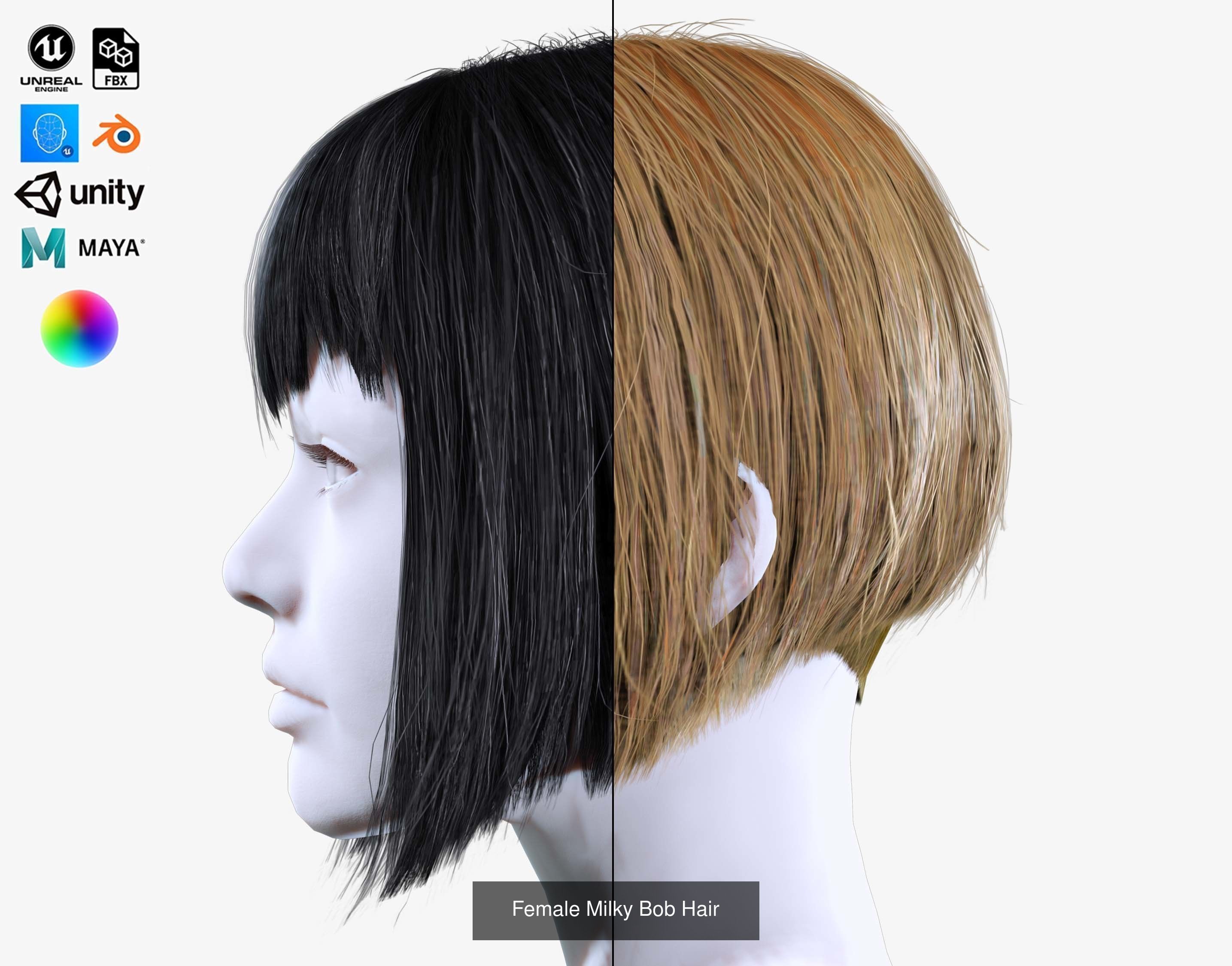 Ultimate hair pack for game and render 3D Model Collection_64