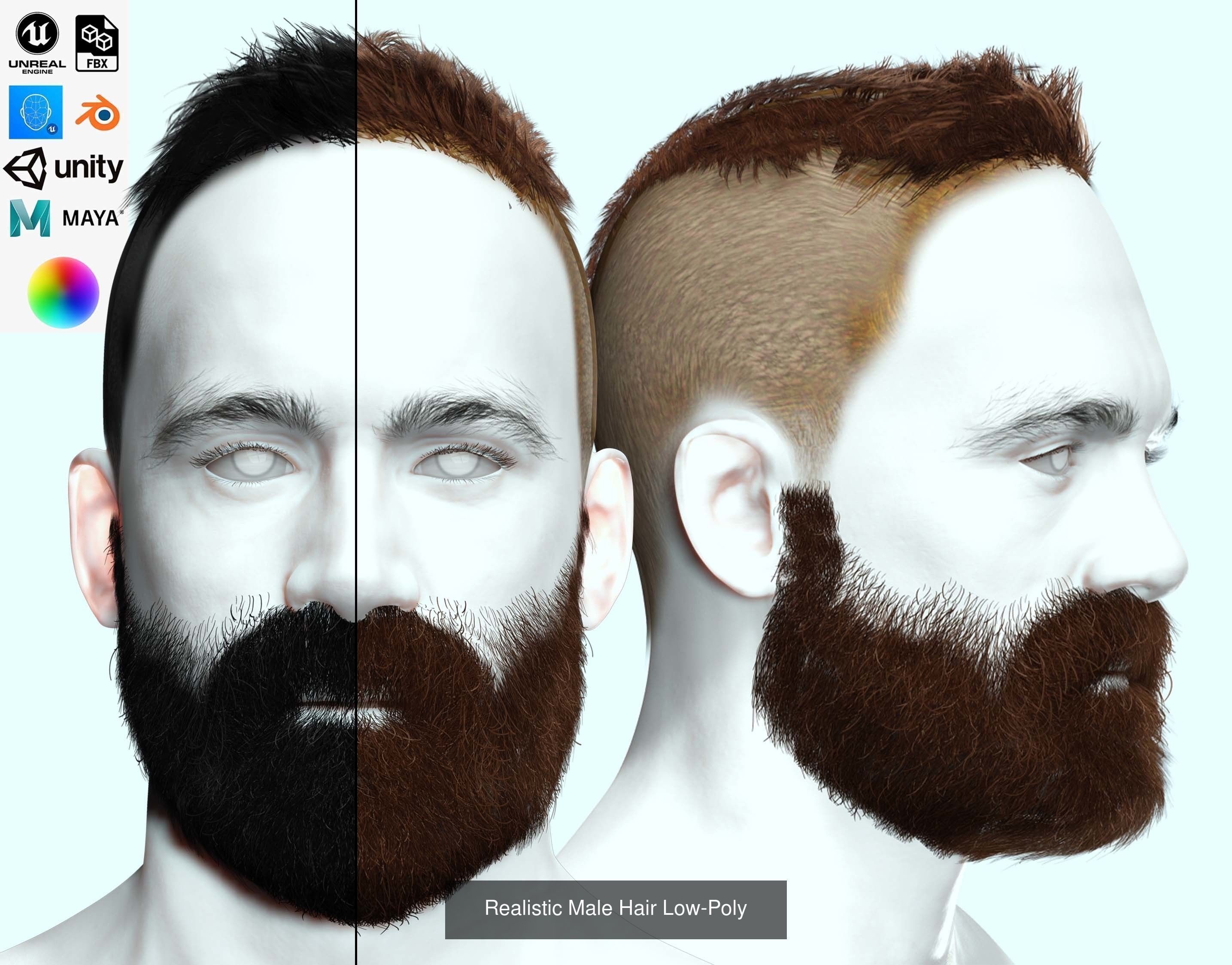 Ultimate hair pack for game and render 3D Model Collection_38