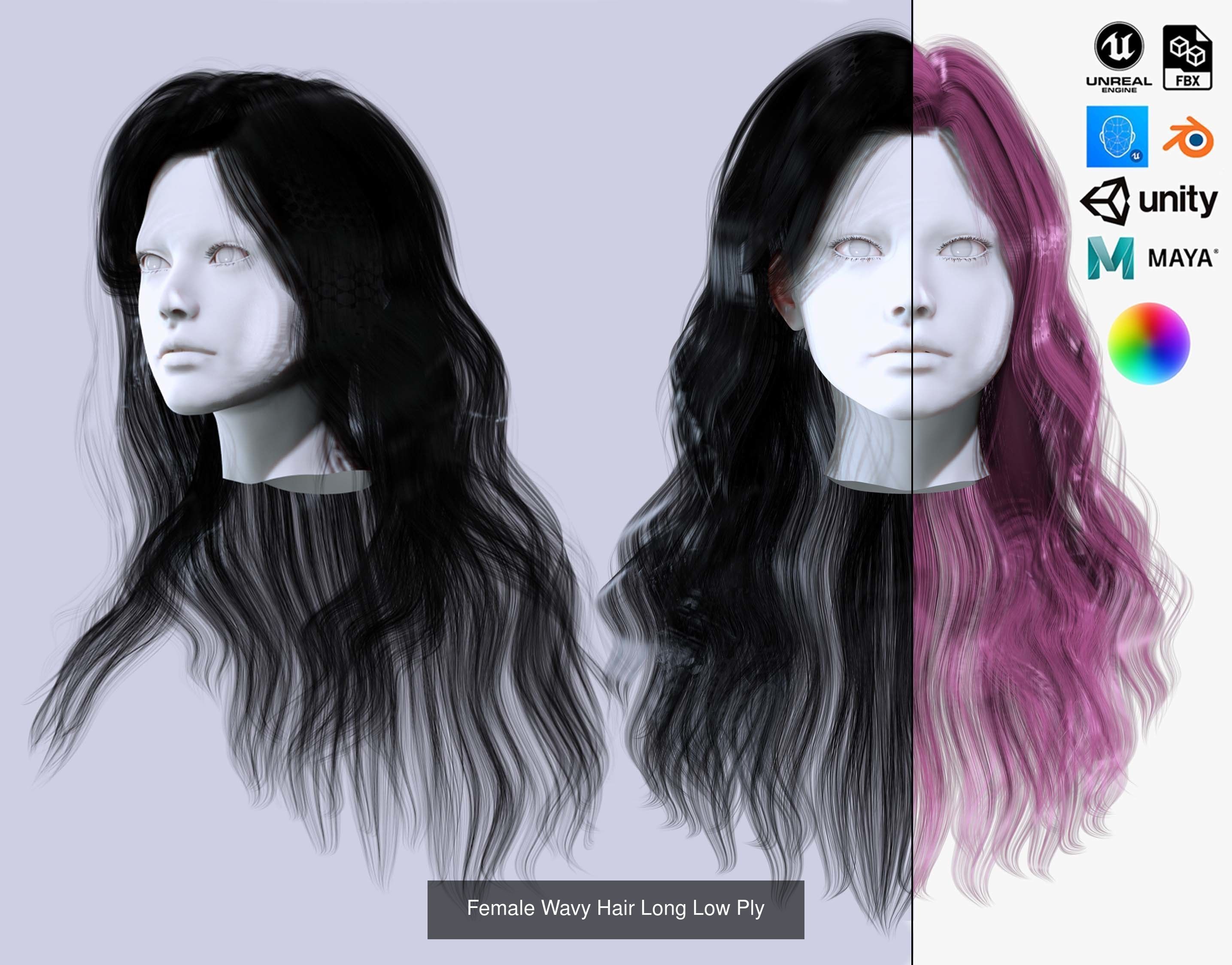 Ultimate hair pack for game and render 3D Model Collection_73