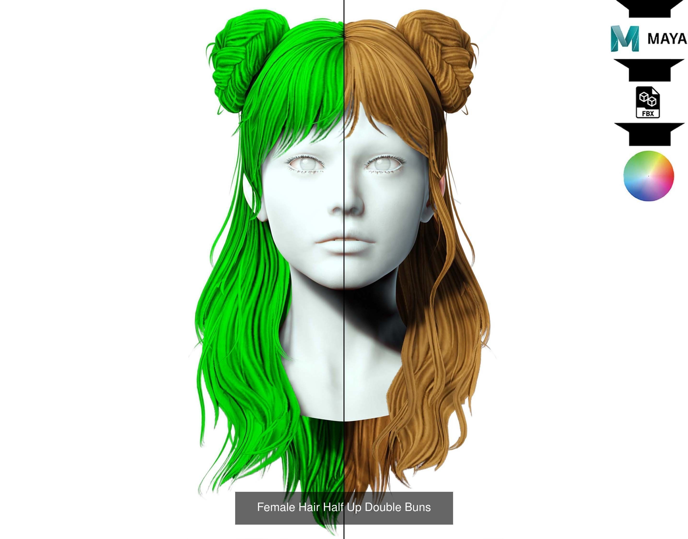 Ultimate hair pack for game and render 3D Model Collection_110