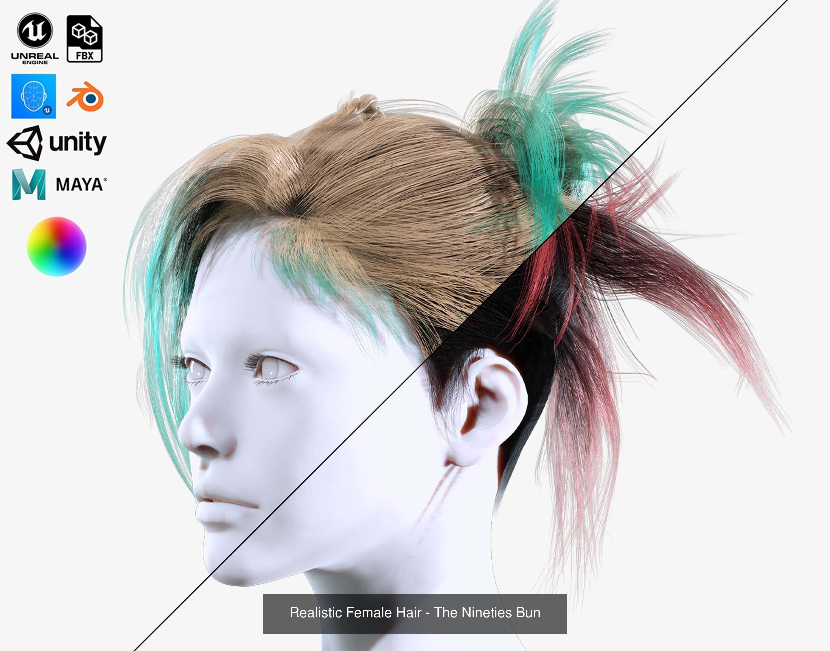 Ultimate hair pack for game and render 3D Model Collection_61