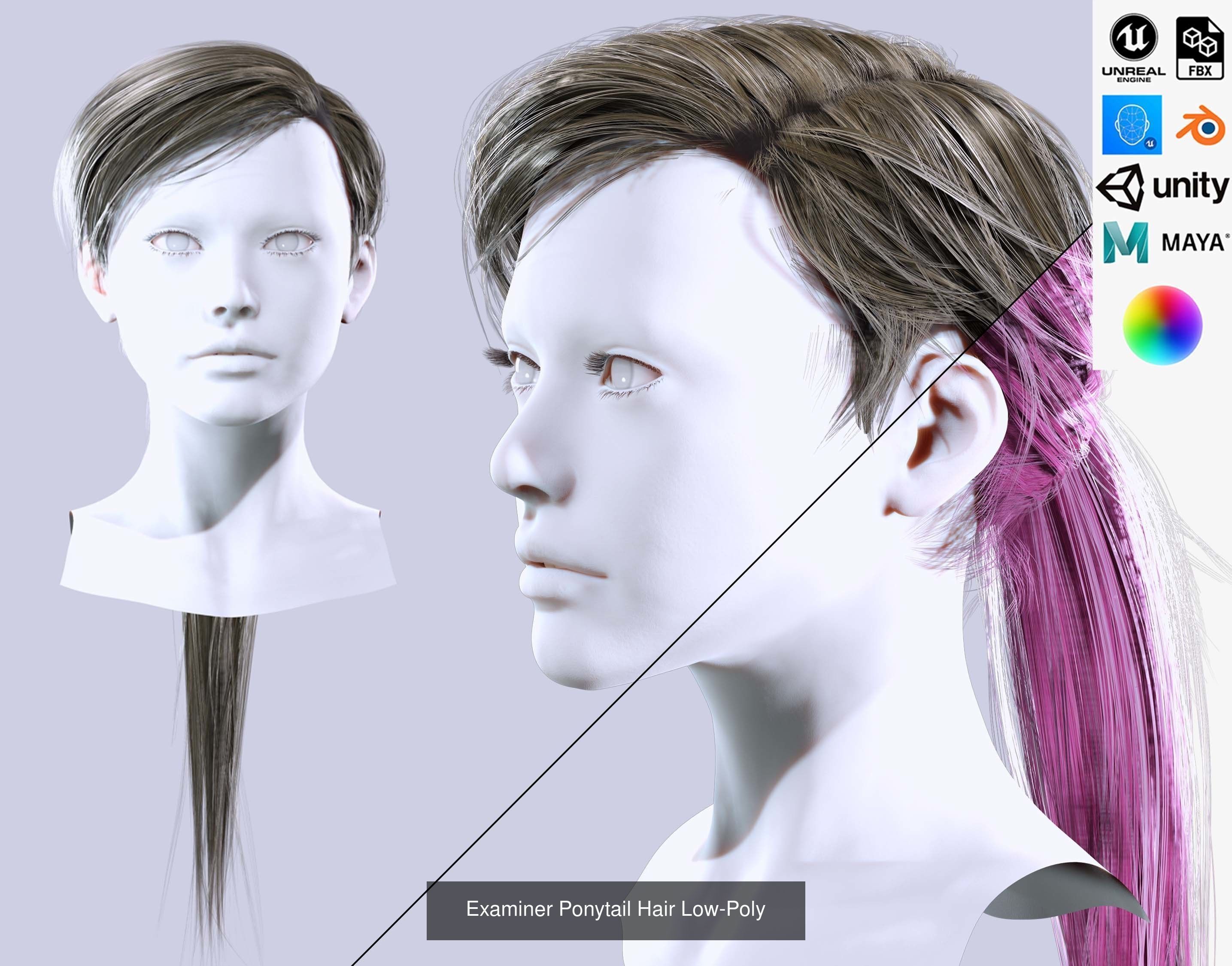 Ultimate hair pack for game and render 3D Model Collection_57