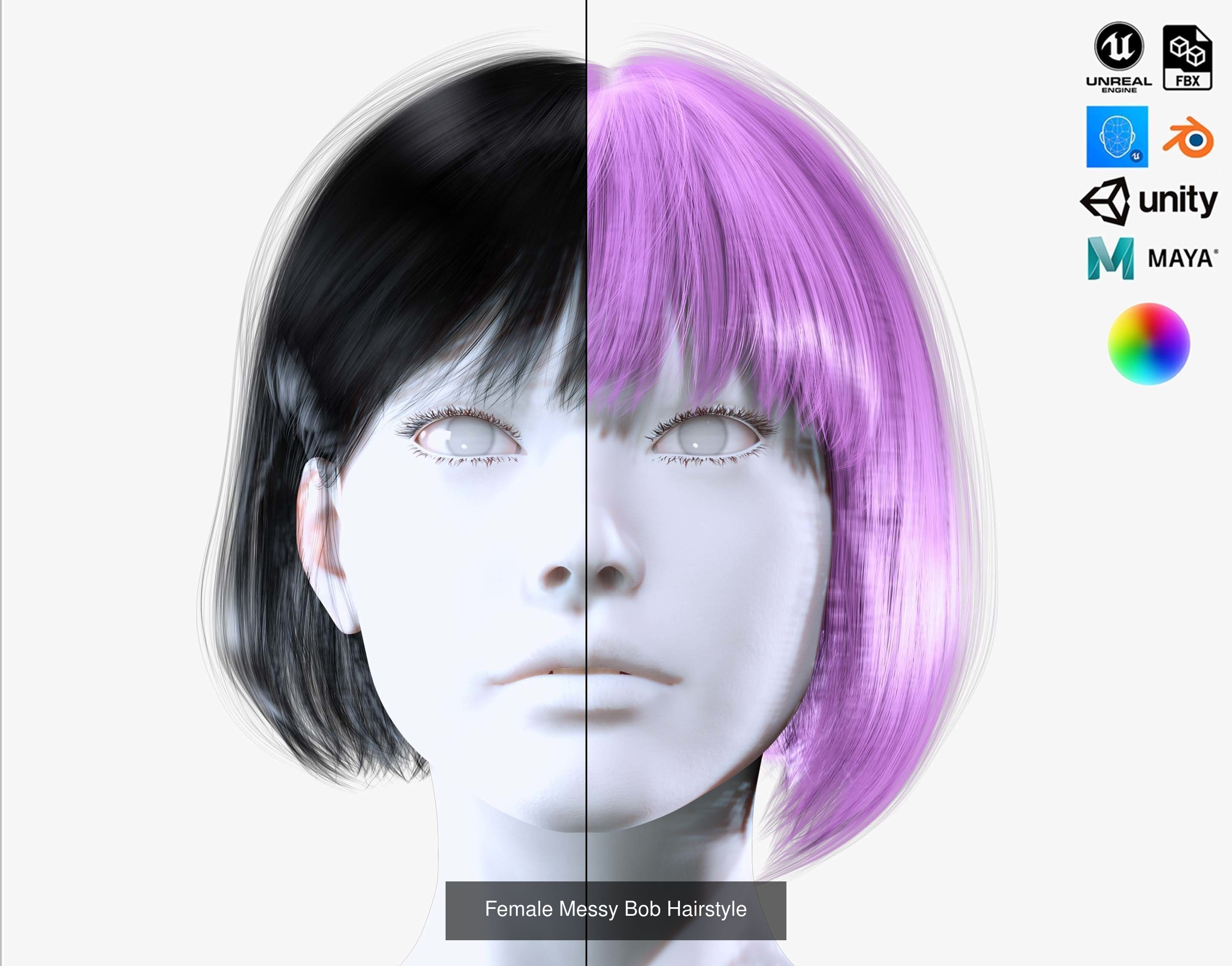 Ultimate hair pack for game and render 3D Model Collection_75