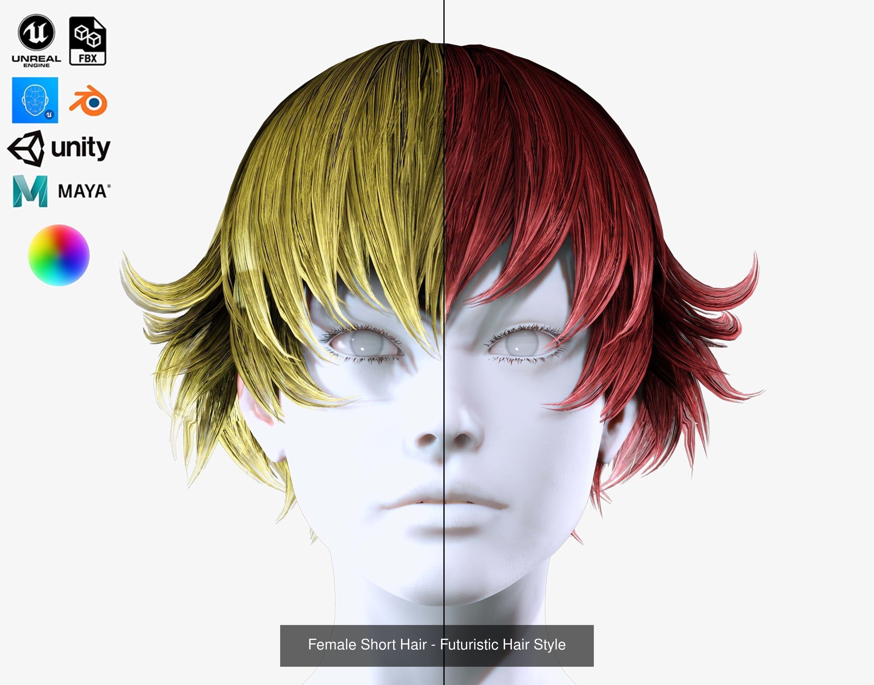 Ultimate hair pack for game and render 3D Model Collection_81