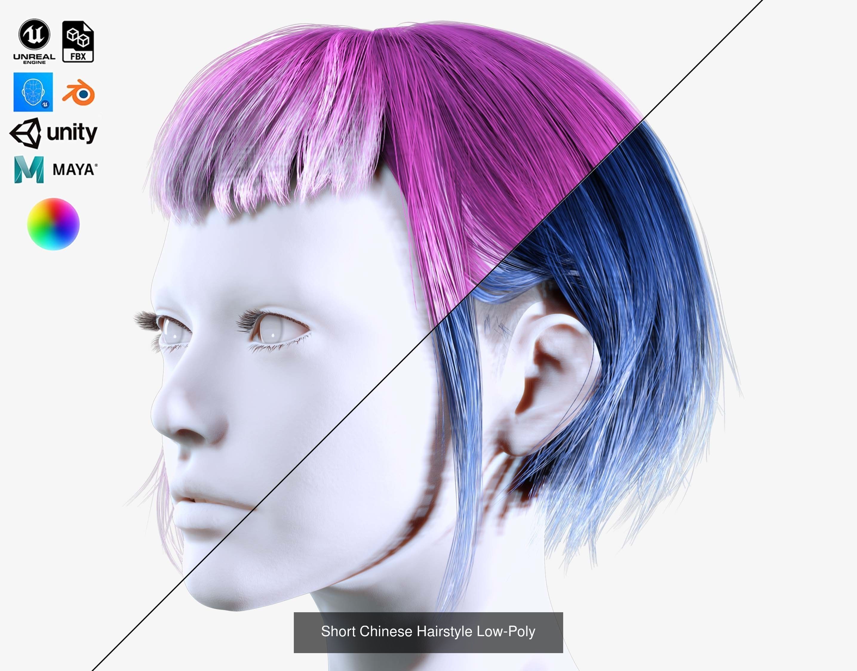 Ultimate hair pack for game and render 3D Model Collection_58