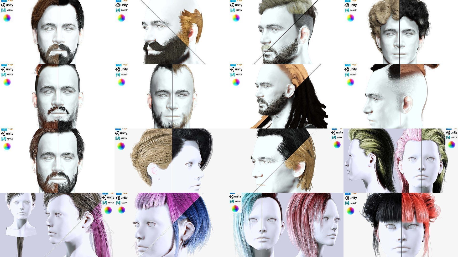 Ultimate hair pack for game and render 3D Model Collection_3