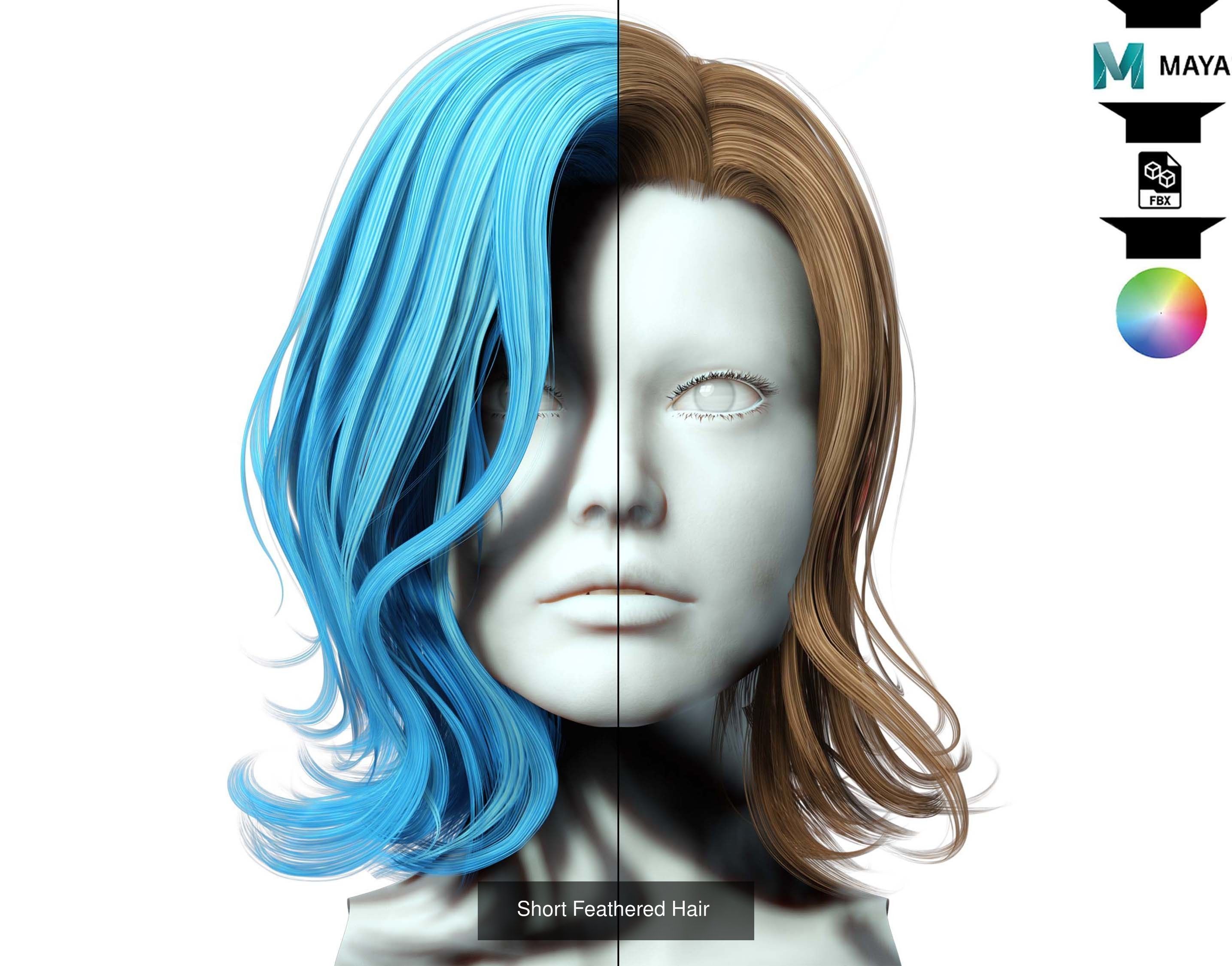 Ultimate hair pack for game and render 3D Model Collection_111